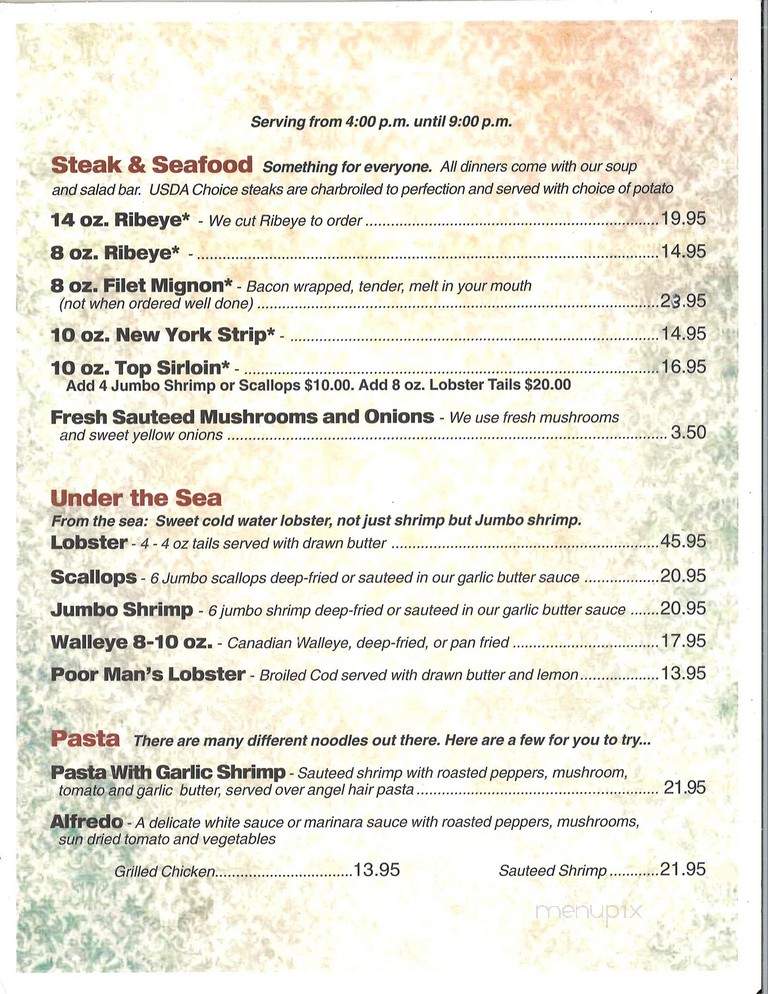 A J 's Bar & Dining - Park Falls, WI menu_pic