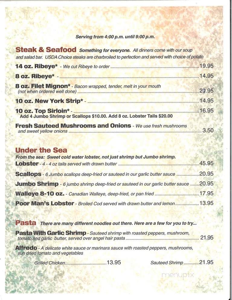 A J 's Bar & Dining - Park Falls, WI menu_pic