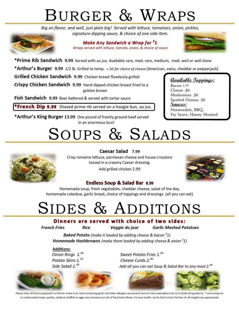 Arthur's Supper Club - Spring Green, WI menu_pic
