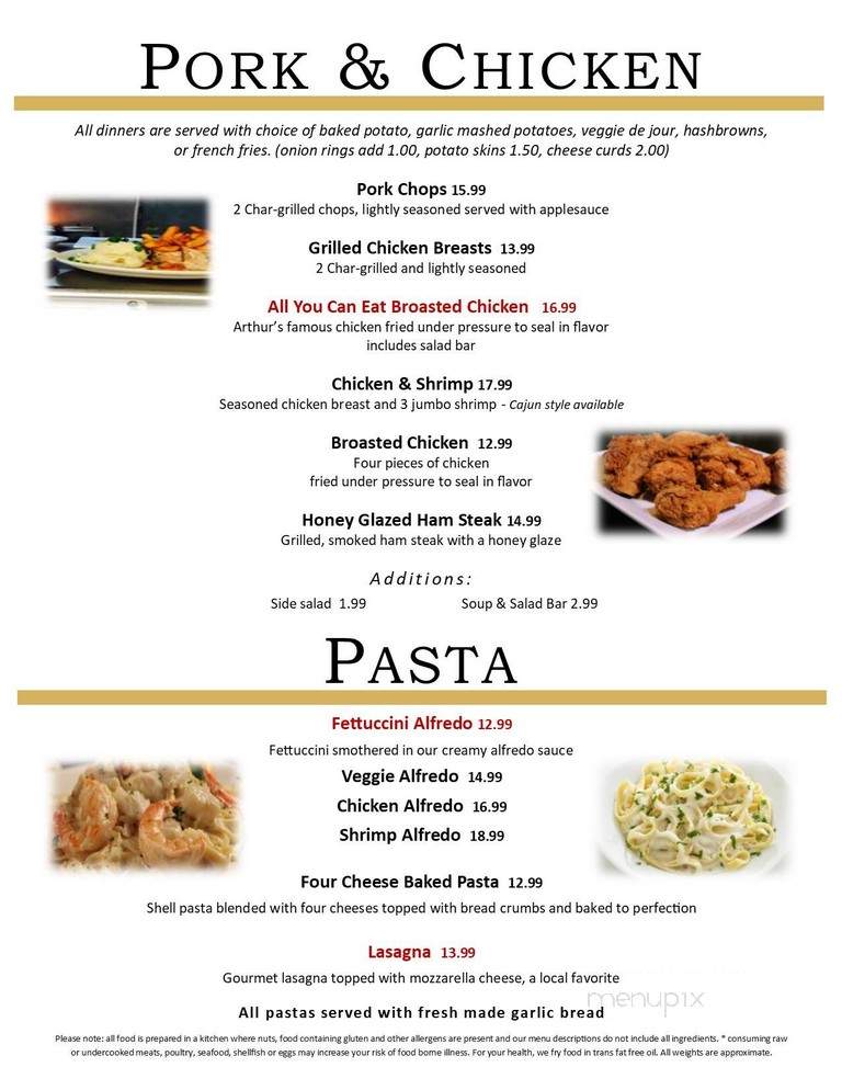 Arthur's Supper Club - Spring Green, WI menu_pic
