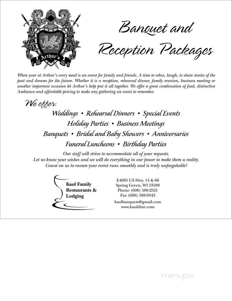 Arthur's Supper Club - Spring Green, WI menu_pic