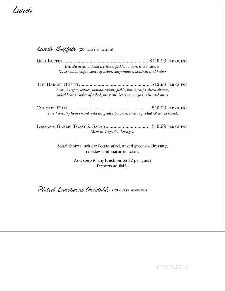 Arthur's Supper Club - Spring Green, WI menu_pic