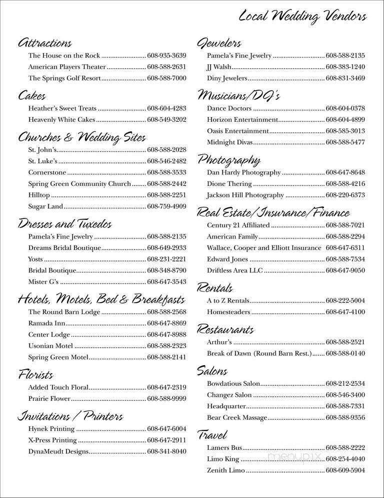 Arthur's Supper Club - Spring Green, WI menu_pic