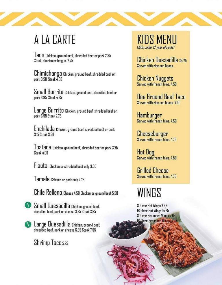 Azteca Restaurant - South Milwaukee, WI menu_pic
