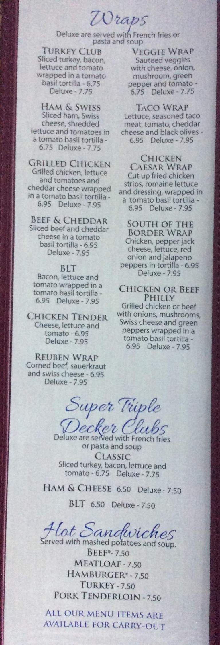 Blue Ox Family Restaurant - Monroe, WI menu_pic