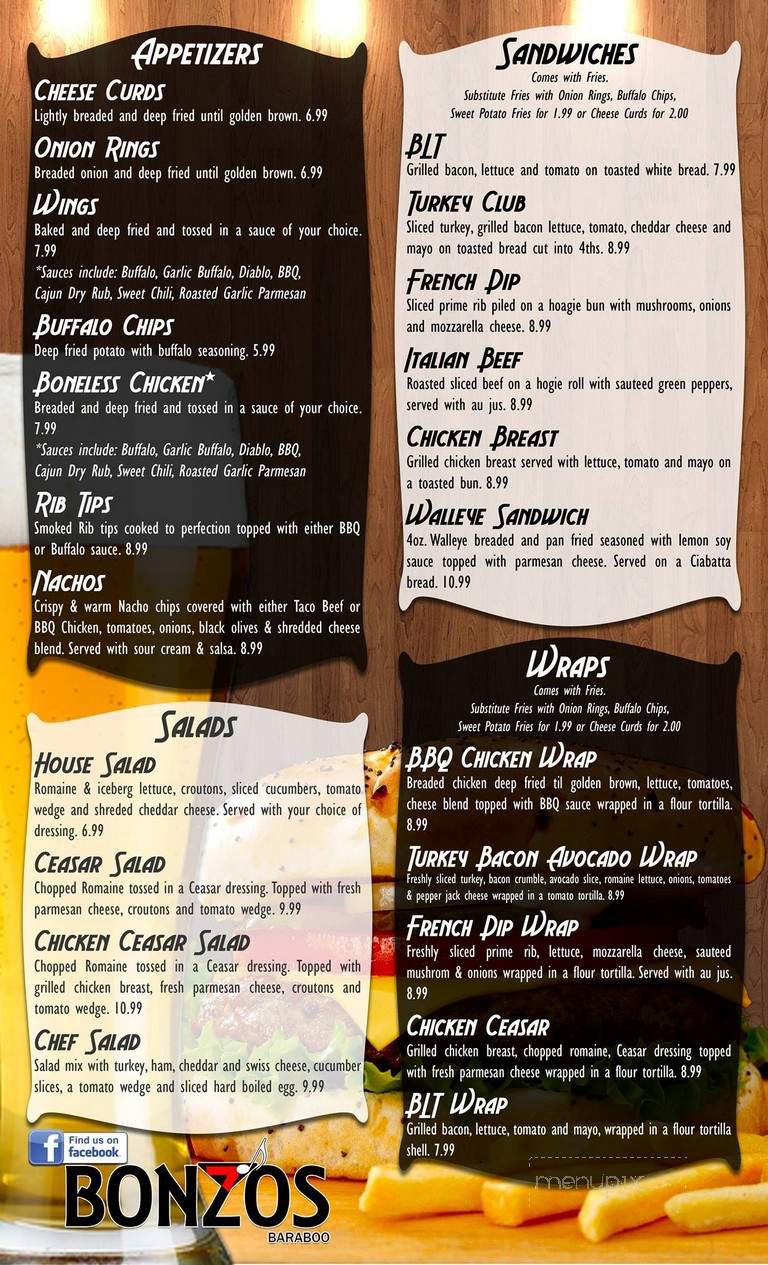 Bonzos - Baraboo, WI menu_pic