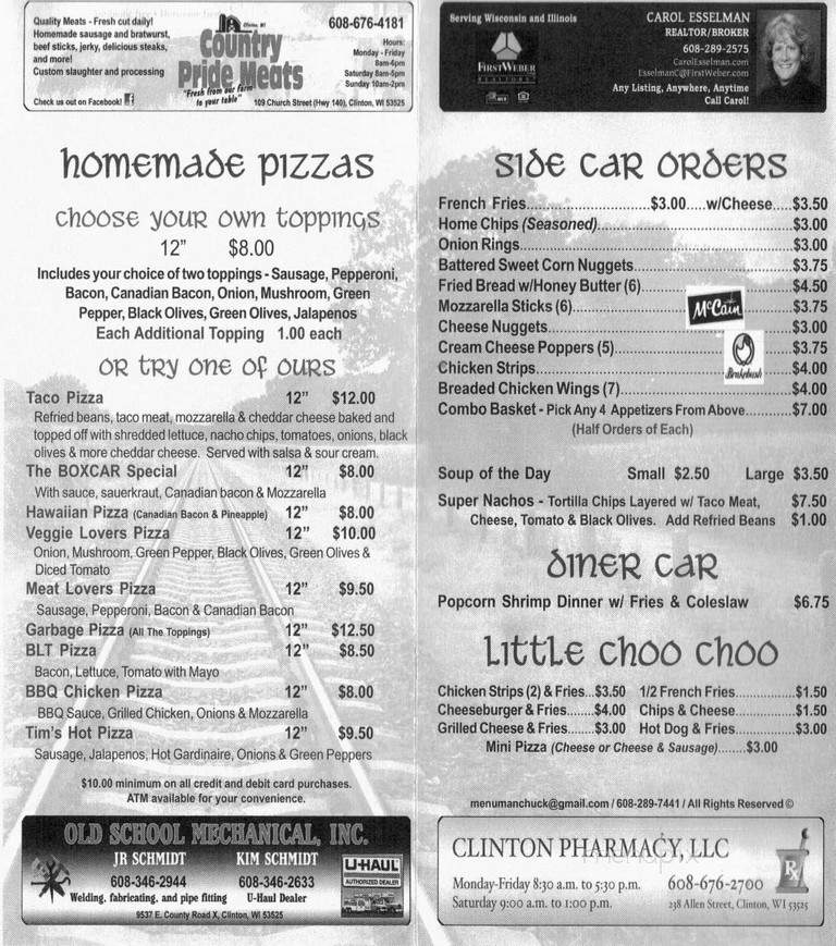 Boxcars Pub & Grug - Clinton, WI menu_pic