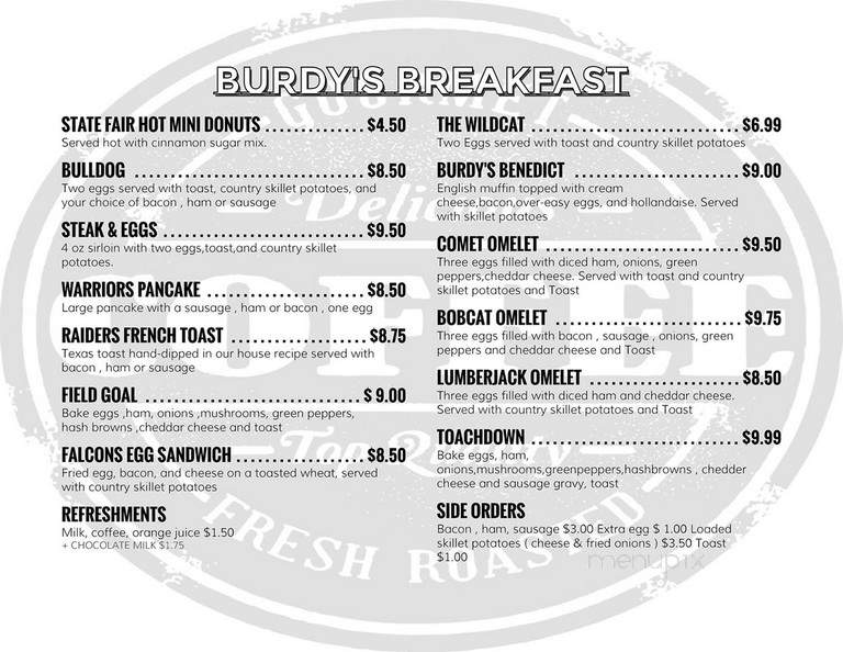 Burdy's Sports Bar & Grill - Weyerhaeuser, WI menu_pic