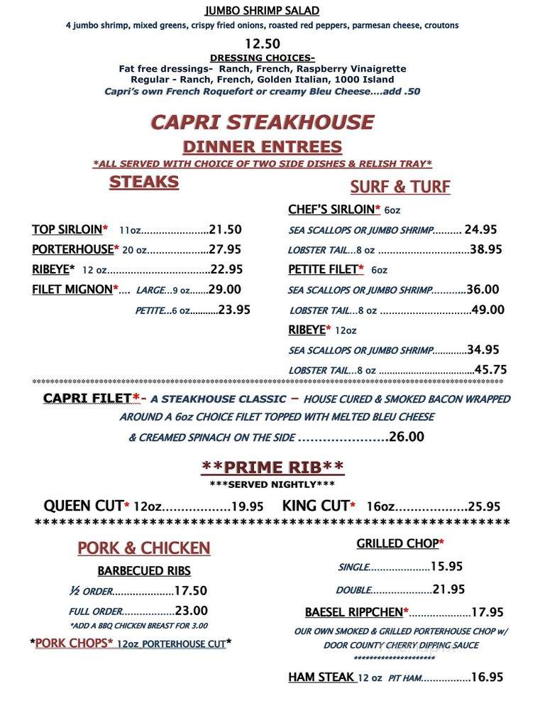 Capri Steak House - Columbus, WI