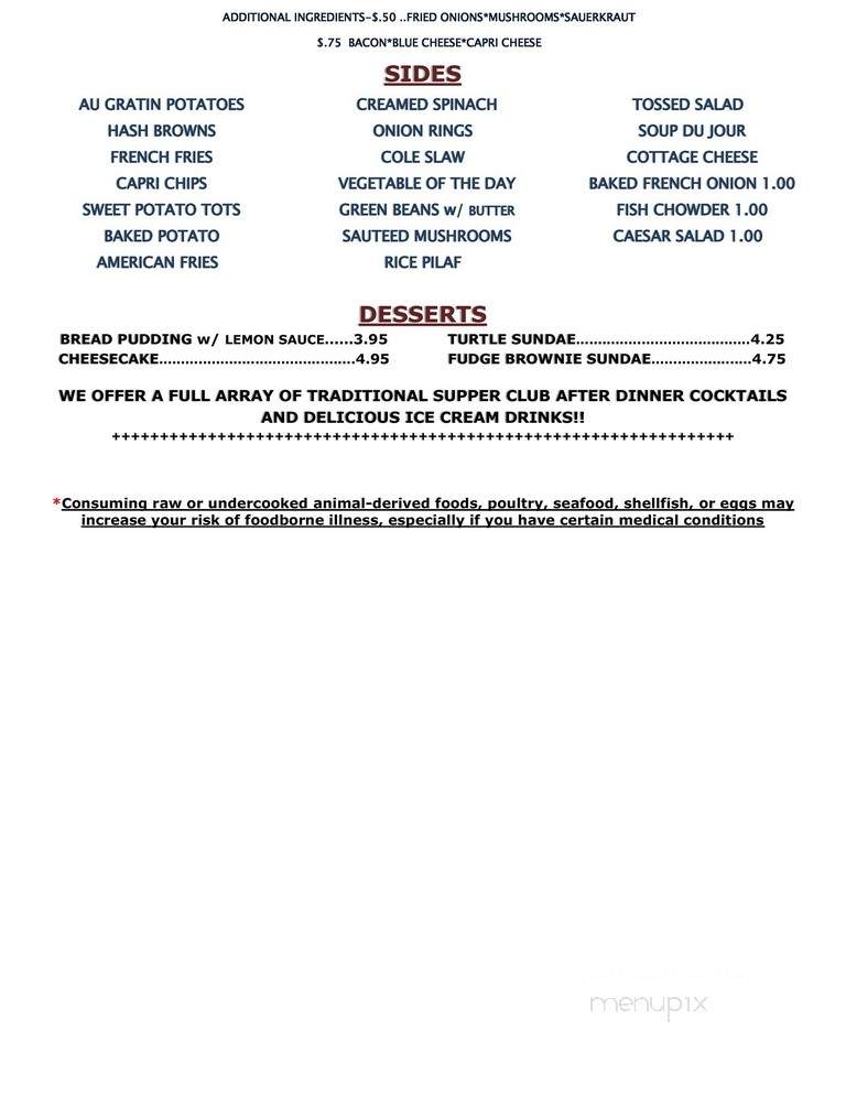 Capri Steak House - Columbus, WI menu_pic