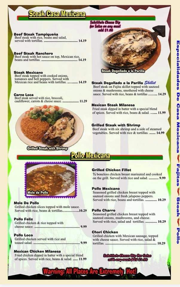 Casa Mexicana - Rice Lake, WI menu_pic