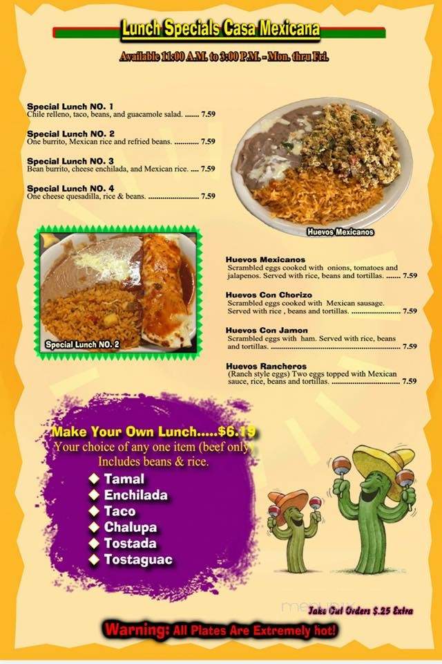 Casa Mexicana - Rice Lake, WI menu_pic
