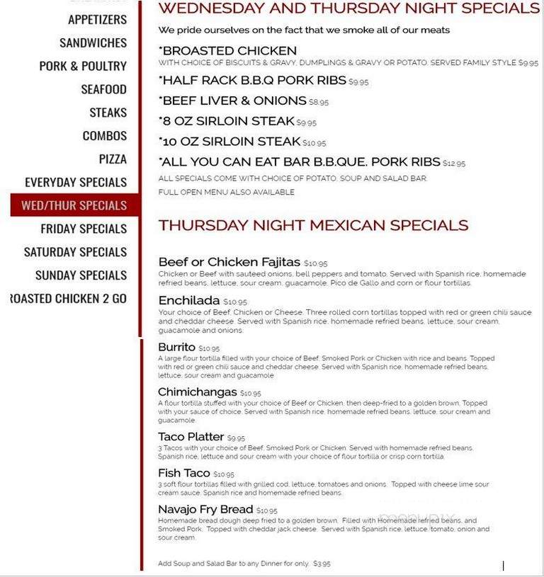 Club Chapparal - Wonewoc, WI menu_pic
