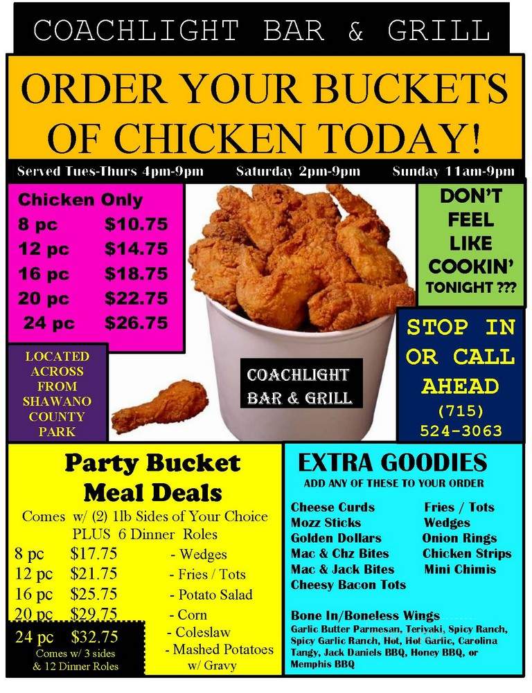 Coachlight Bar & Grill - Shawano, WI menu_pic