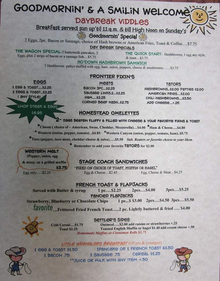 Covered Wagon Restaurant - Manitowoc, WI menu_pic