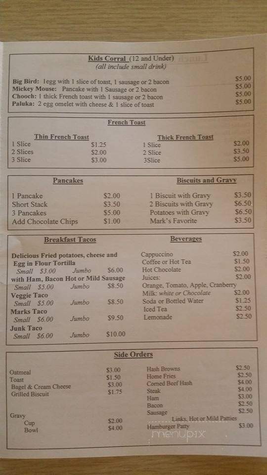 Cowmark Cafe - Trevor, WI menu_pic