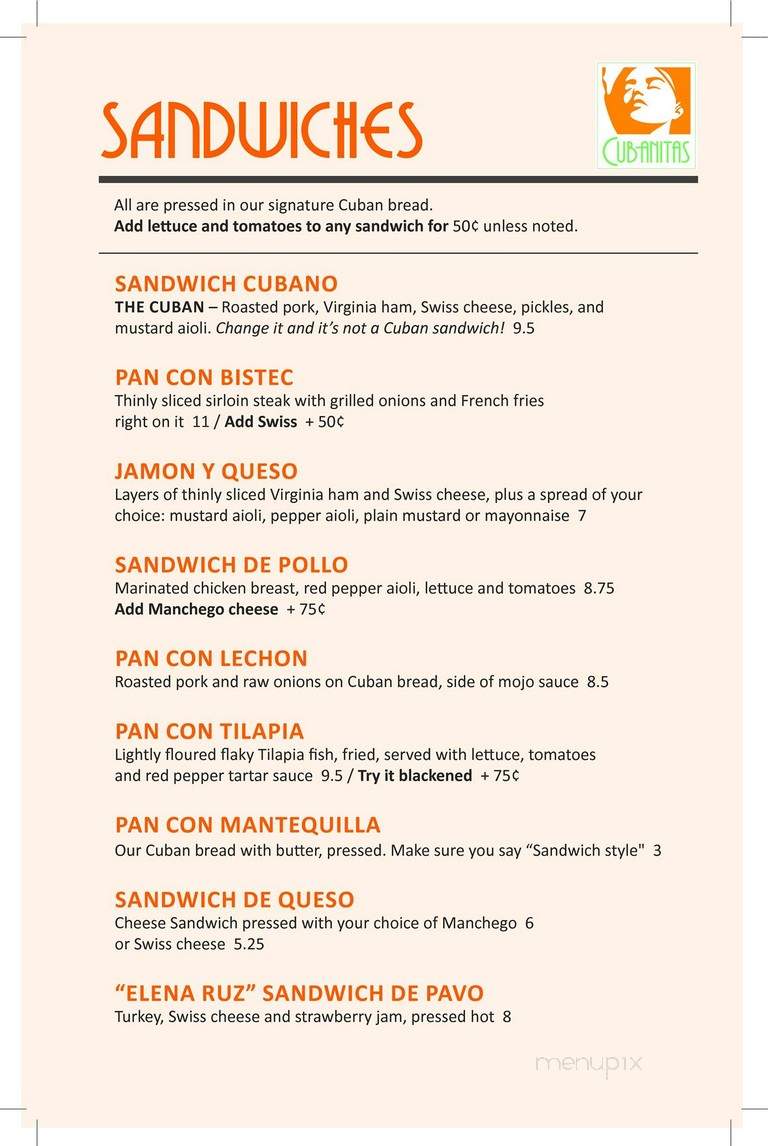 Cubanitas - Milwaukee, WI menu_pic