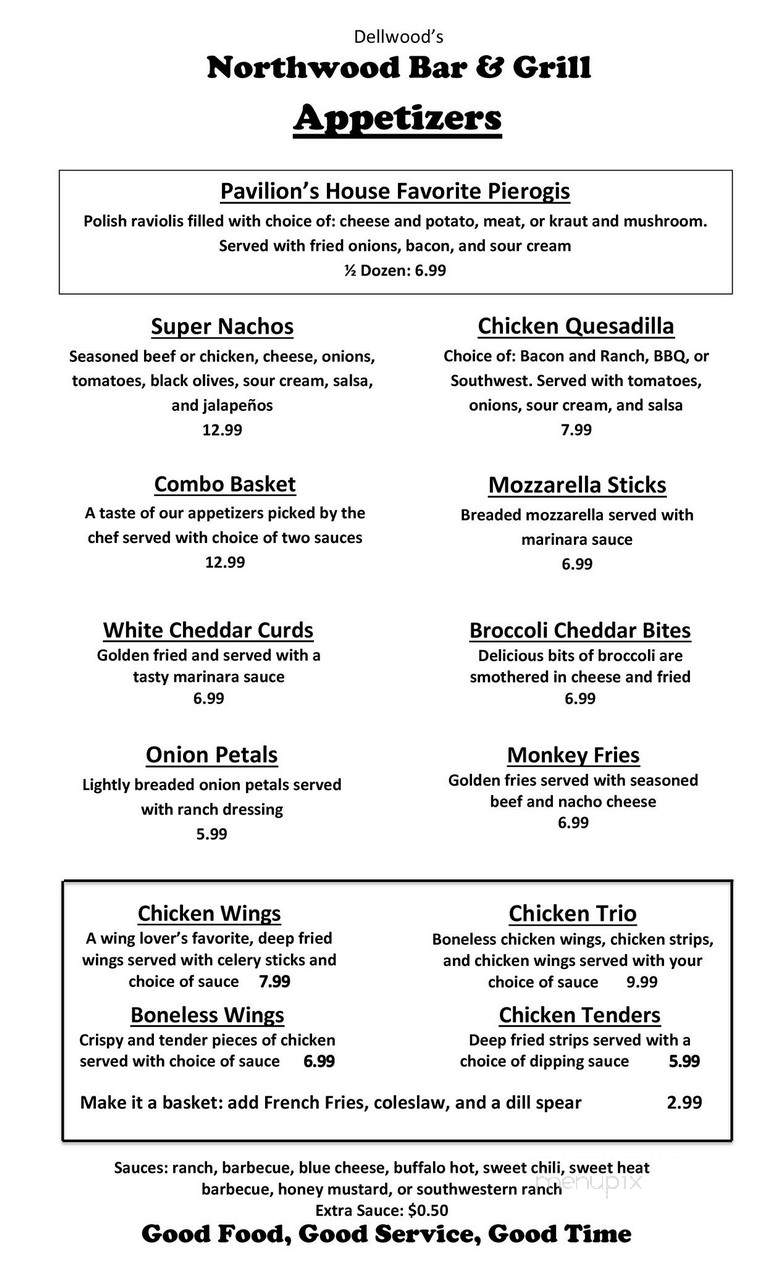 Dellwood Pavilion - Friendship, WI menu_pic