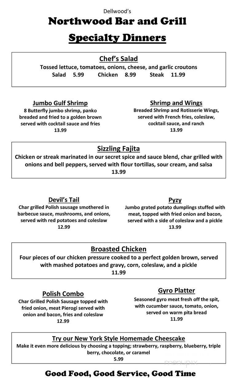 Dellwood Pavilion - Friendship, WI menu_pic