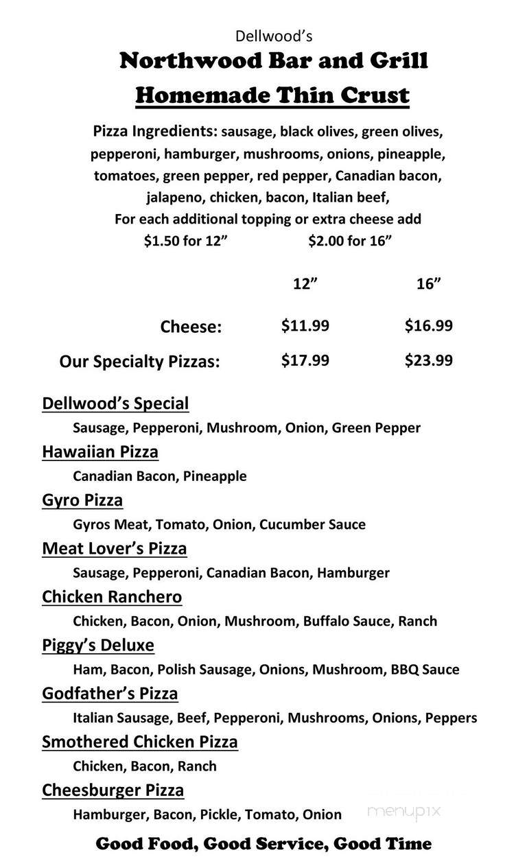 Dellwood Pavilion - Friendship, WI menu_pic