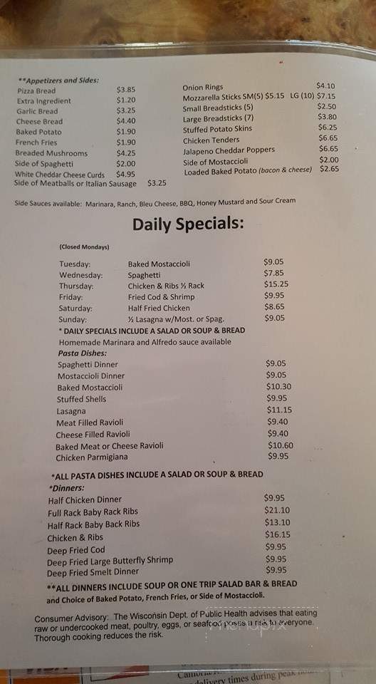 Dominick's Place - Pardeeville, WI menu_pic