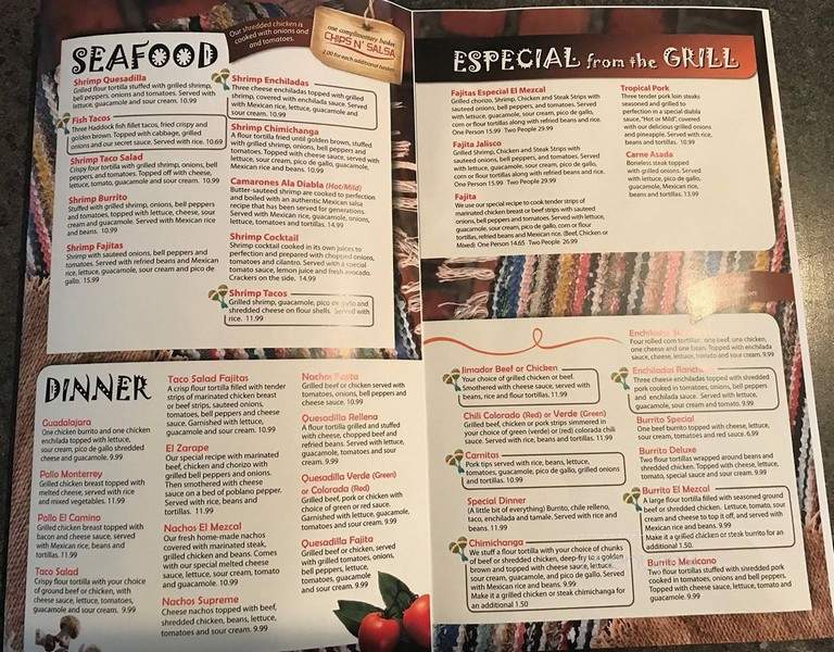 El Mezcal - Stevens Point, WI menu_pic