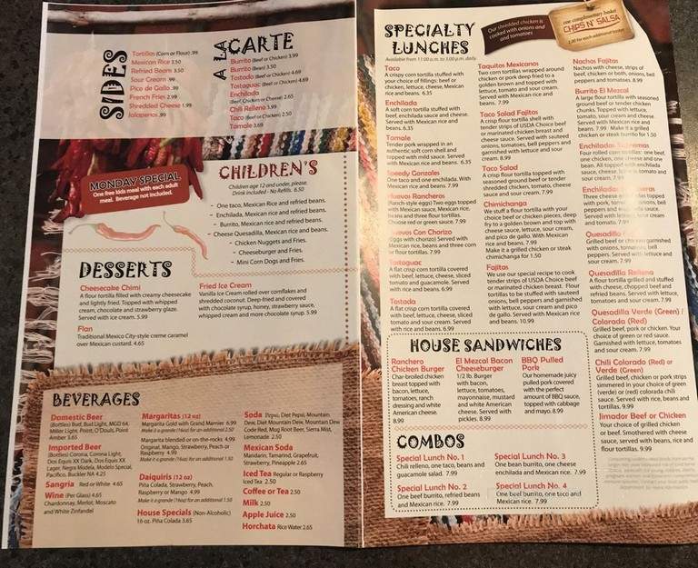 El Mezcal - Stevens Point, WI menu_pic