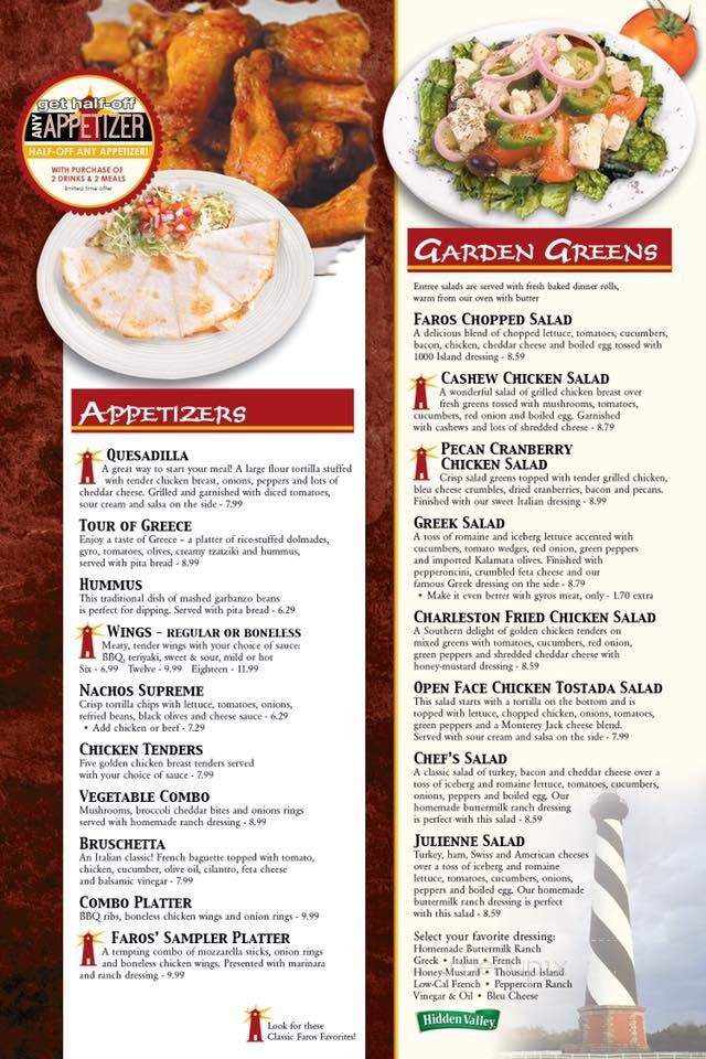 Faros Family Restaurant - Fond Du Lac, WI menu_pic