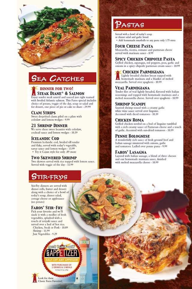 Faros Family Restaurant - Fond Du Lac, WI menu_pic