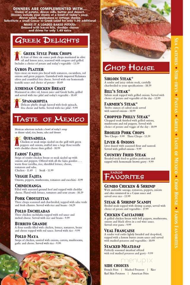Faros Family Restaurant - Fond Du Lac, WI menu_pic