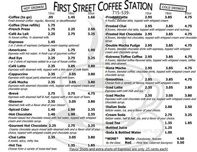 First Street Coffee Station - Merrill, WI menu_pic