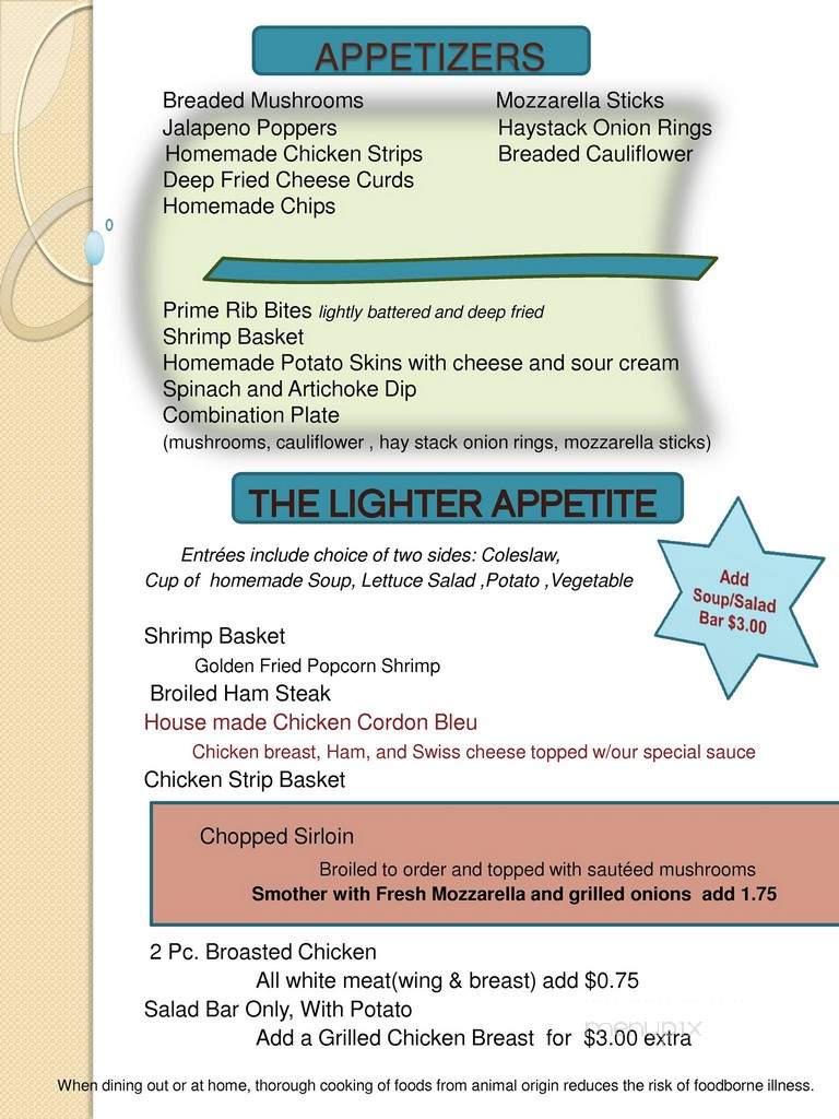 Five Pillars Supper Club - Random Lake, WI menu_pic