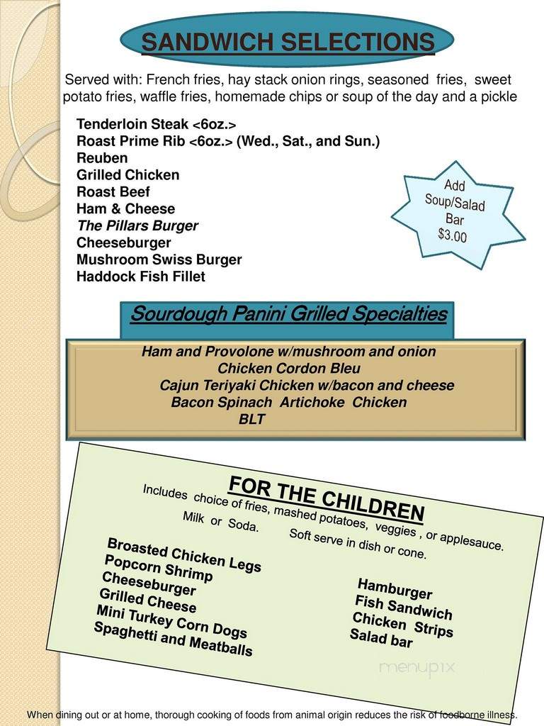 Five Pillars Supper Club - Random Lake, WI menu_pic