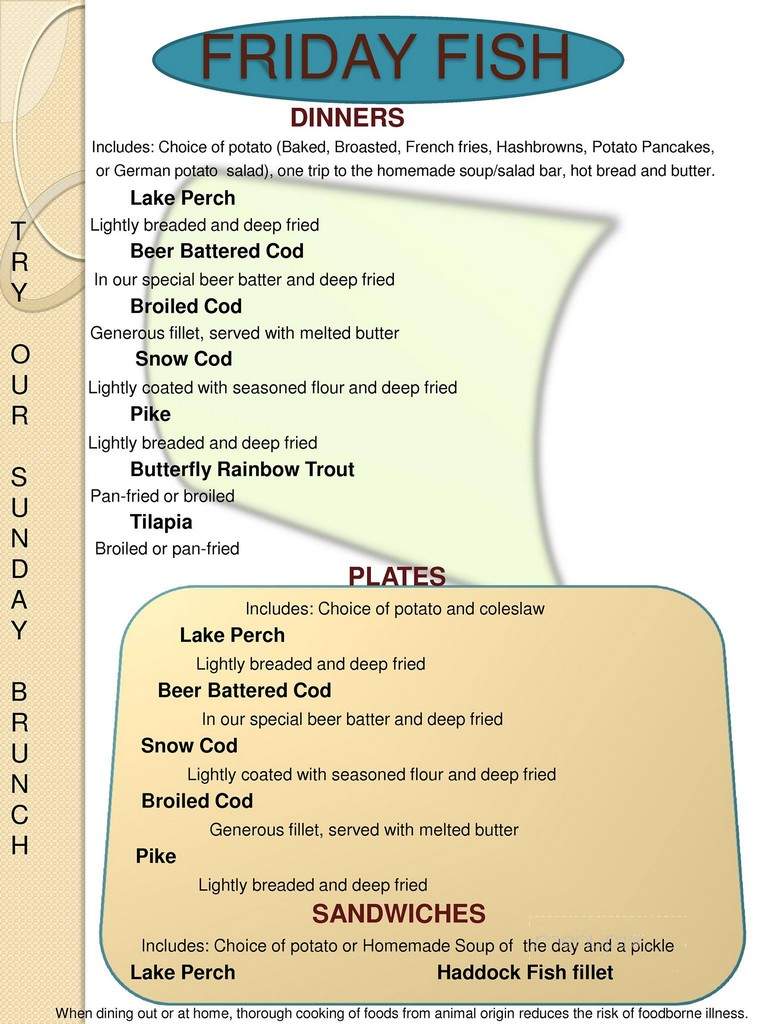 Five Pillars Supper Club - Random Lake, WI menu_pic