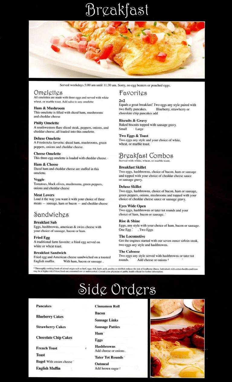 Friederick's Family Restaurant - Fennimore, WI menu_pic