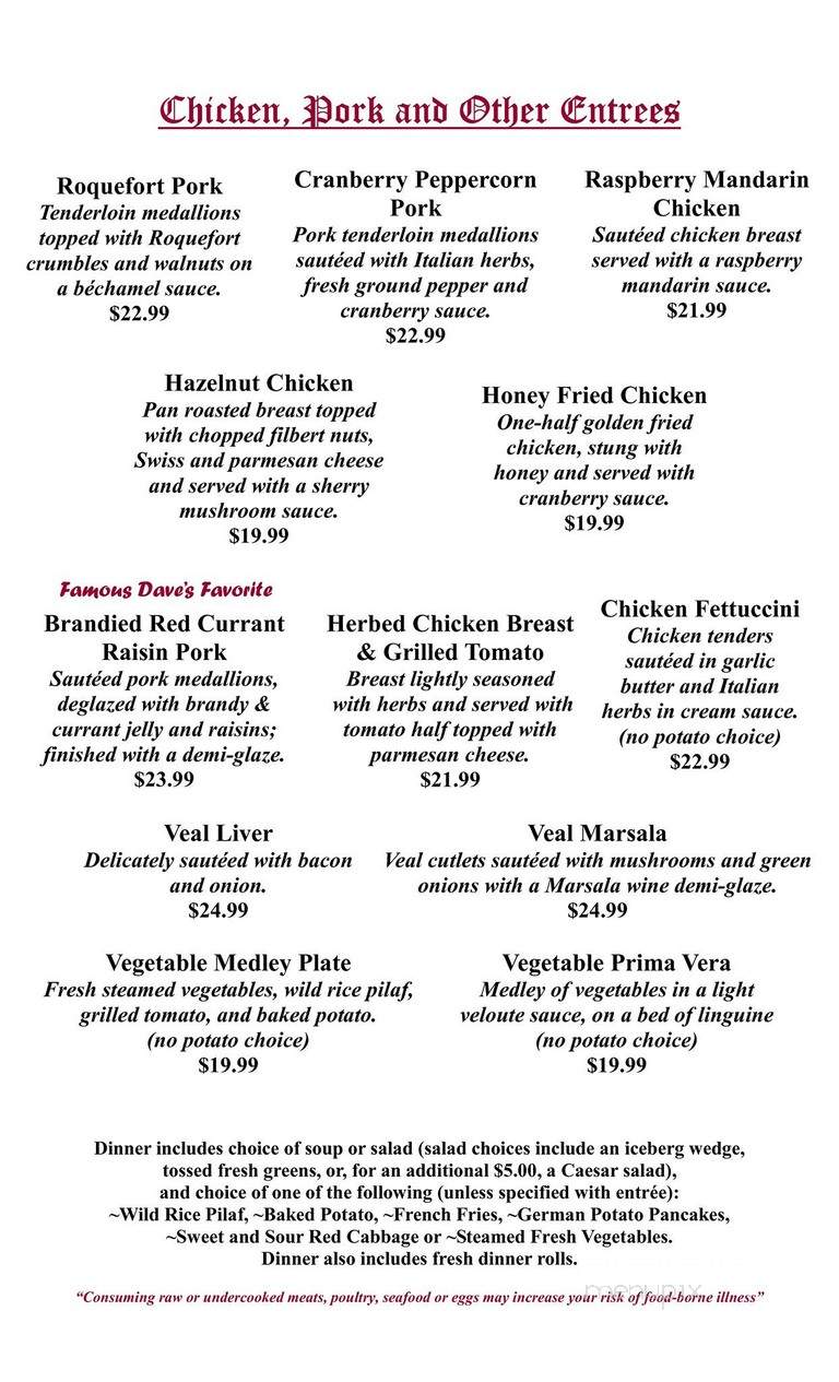 Garmisch USA Resort - Cable, WI menu_pic