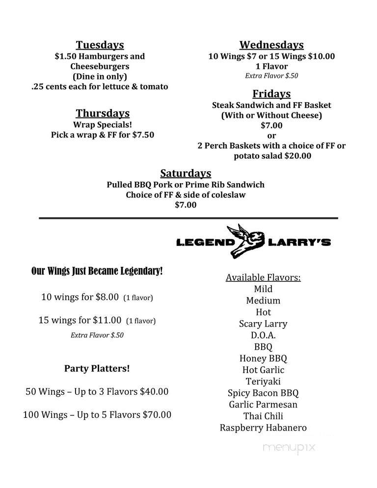 Gravel Pit Sports Bar & Gril - Kiel, WI menu_pic