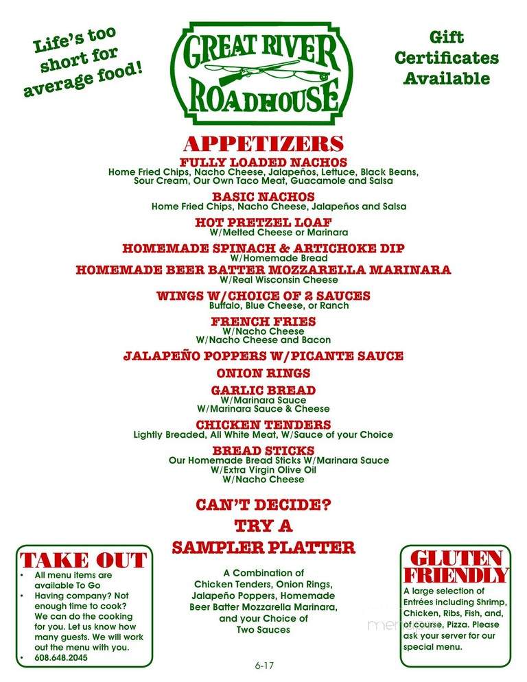 Great River Roadhouse - De Soto, WI menu_pic
