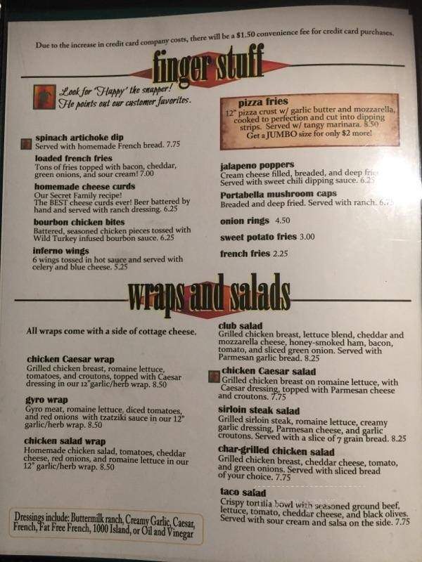 Happy Snapper - Tomahawk, WI menu_pic