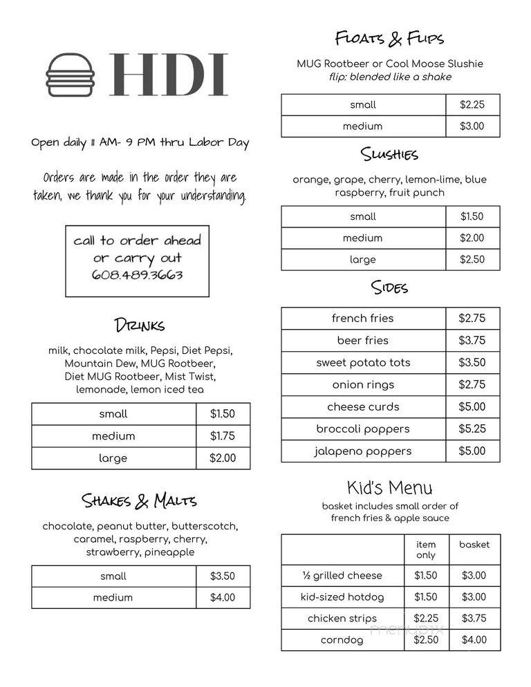 Hillsboro Drive In - Hillsboro, WI menu_pic