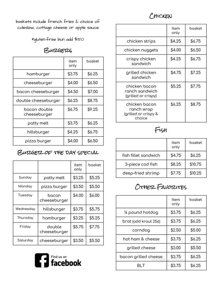 Hillsboro Drive In - Hillsboro, WI menu_pic