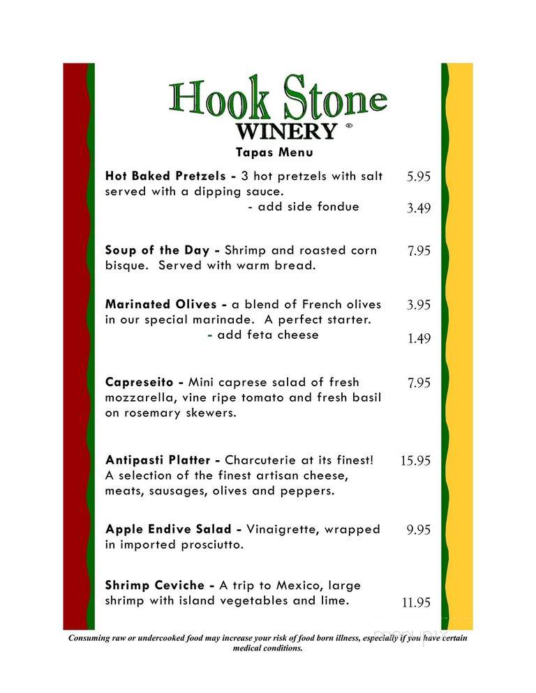Hookstone Winery - Hayward, WI menu_pic