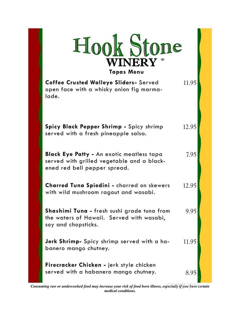 Hookstone Winery - Hayward, WI menu_pic
