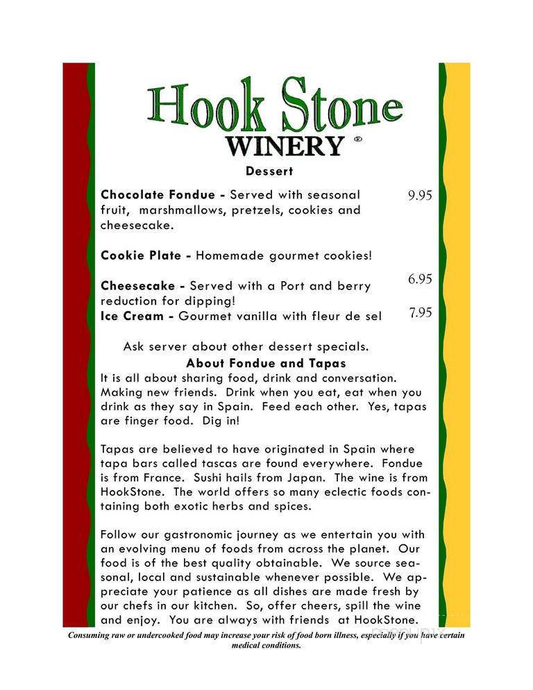 Hookstone Winery - Hayward, WI menu_pic