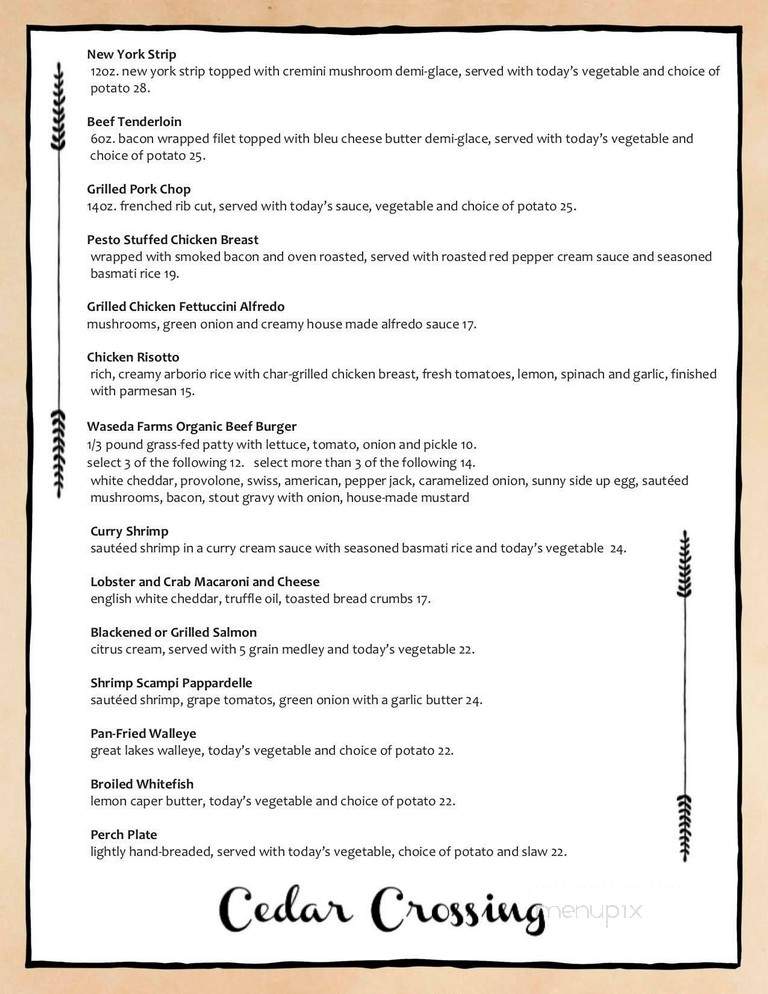 Inn At Cedar Crossing - Sturgeon Bay, WI menu_pic