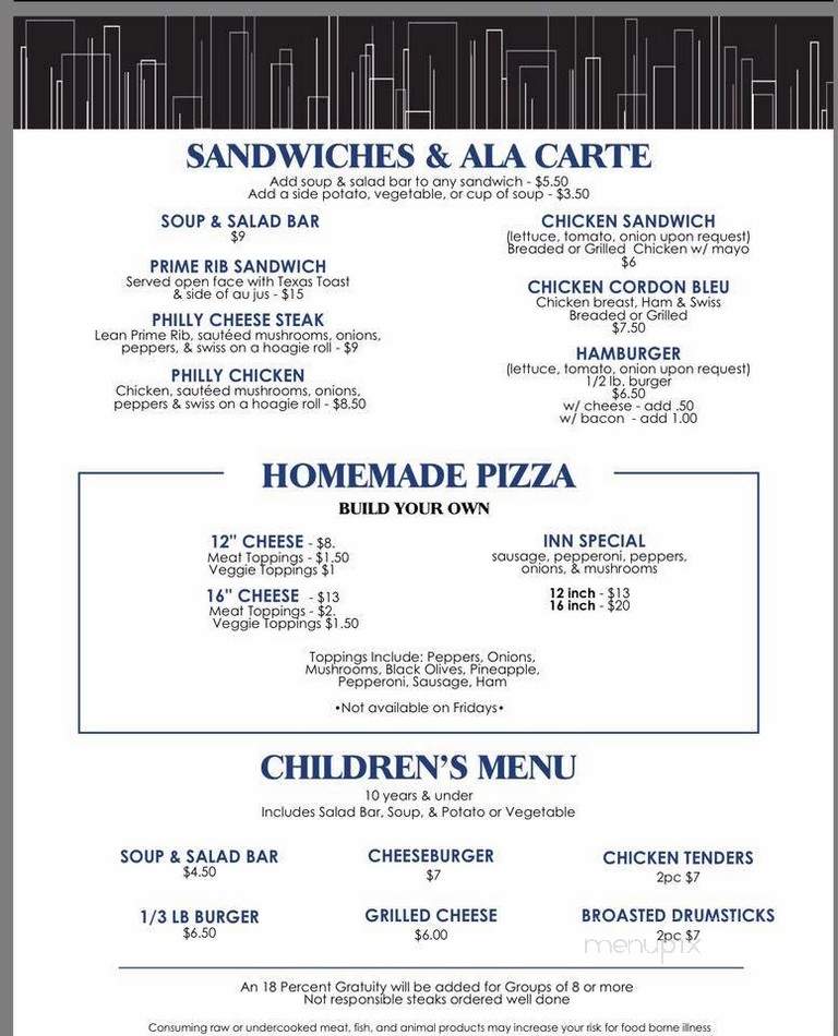 Iron Ridge Inn - Iron Ridge, WI menu_pic