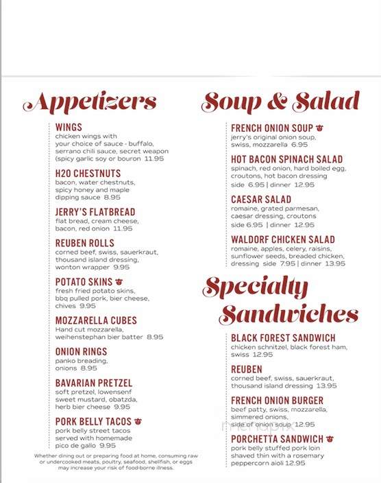 Jerry's Old Town Inn - Germantown, WI menu_pic