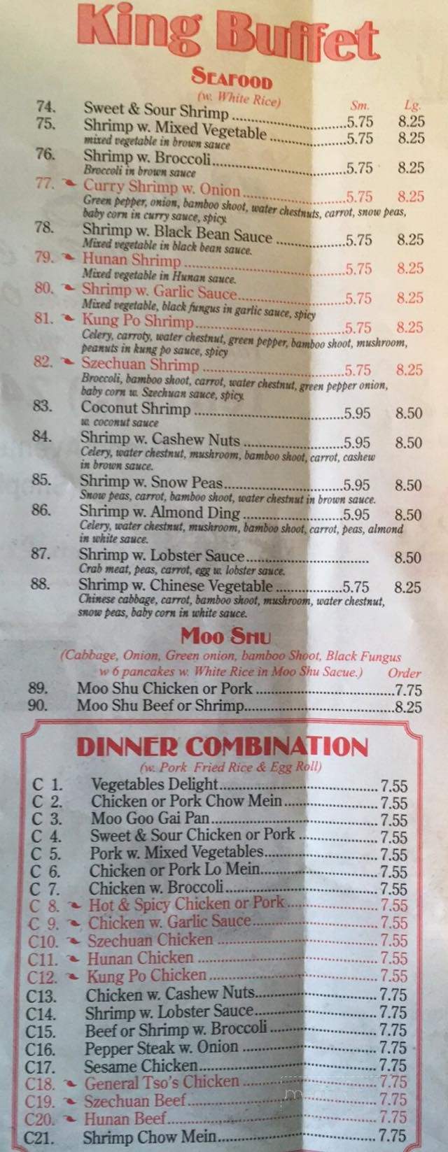 King Buffet - Rothschild, WI menu_pic