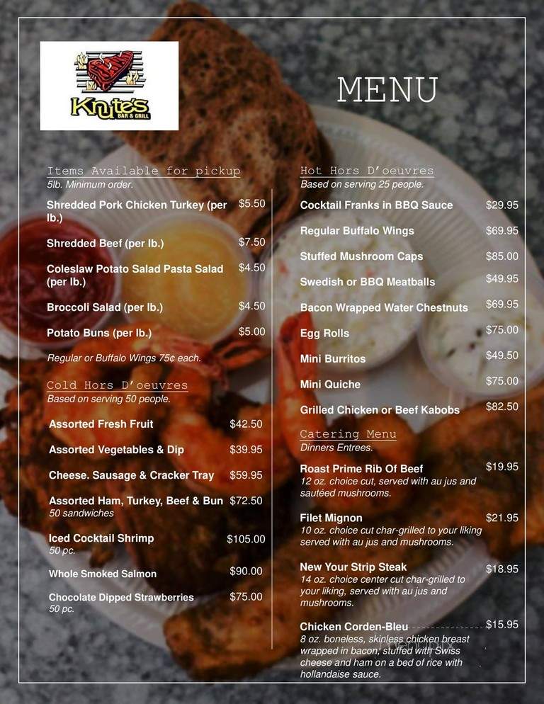 Knute's Bar & Grill - Orfordville, WI menu_pic