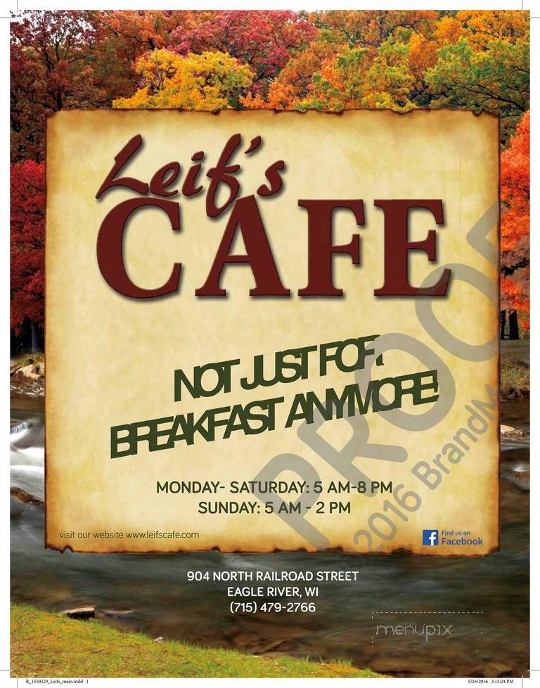 Leif's Cafe - Eagle River, WI menu_pic